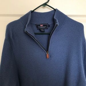 VINEYARD VINES blue knitted quarter zip sweater
